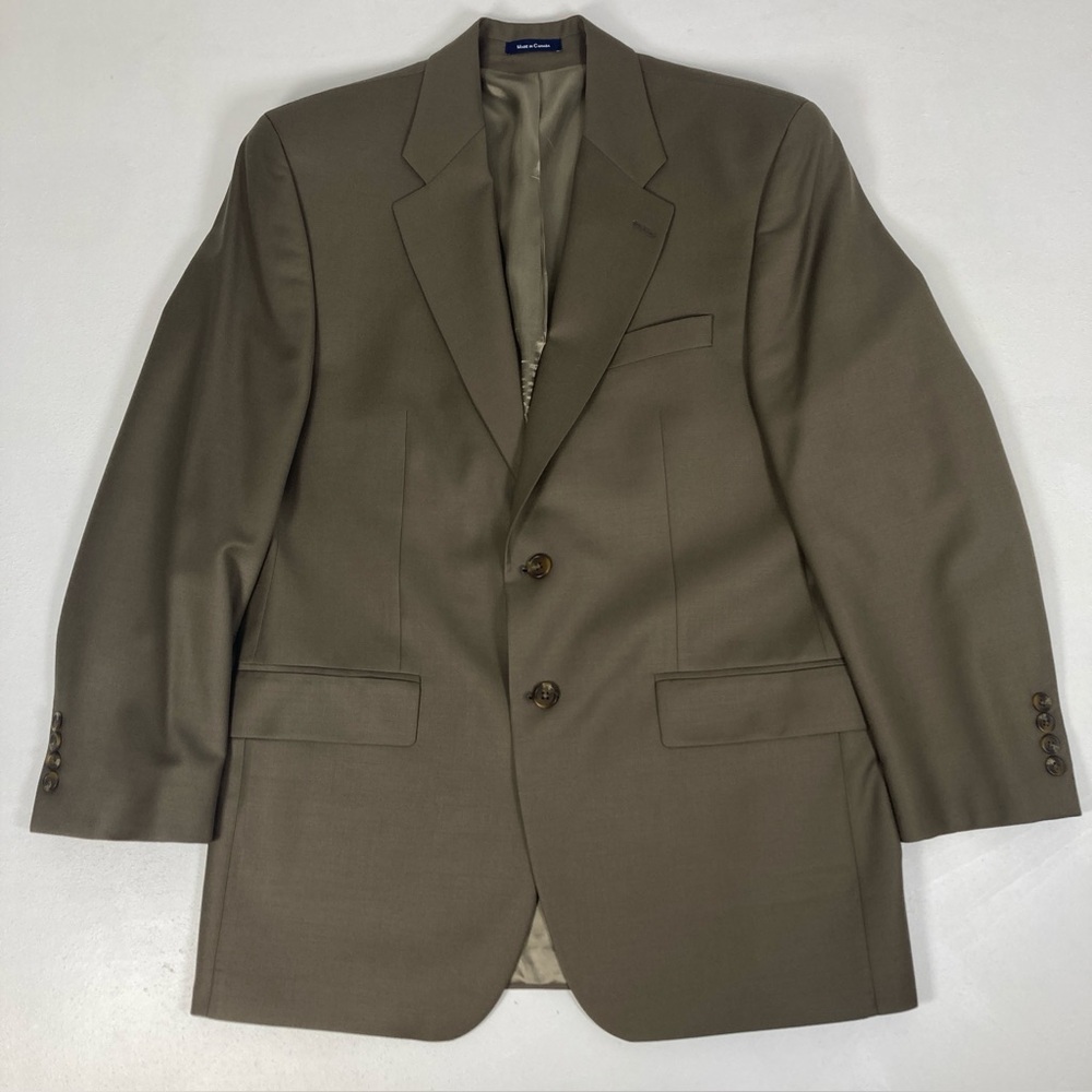 Chaps by Ralph Lauren Blazer Jacket Sz 40 R Wool / Cashmere Beige Made Canada - Picture 10 of 13